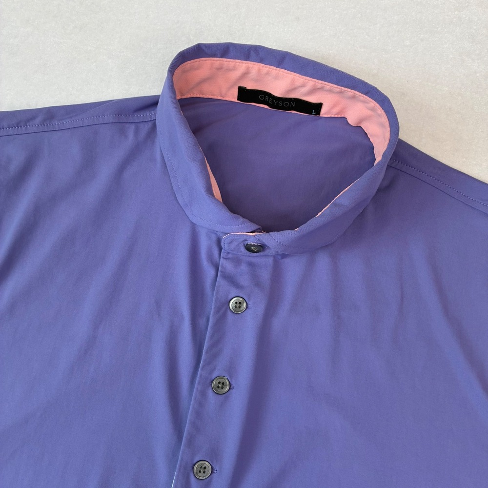Greyson Polo Shirt Men Large Purple Short Sleeve Stretch Golf Wolf Performance